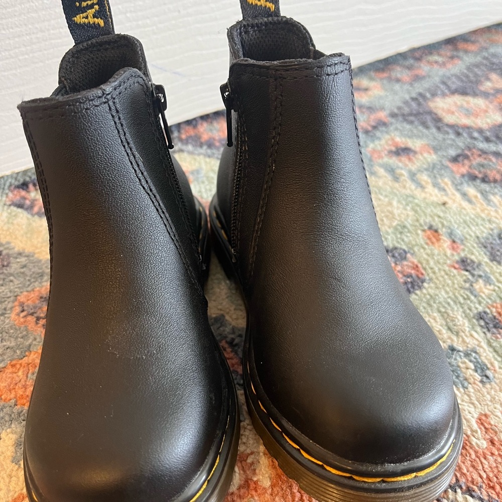 Dr. Martens Black and Yellow Boots with Elastic Panels